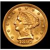 Image 2 : ***Auction Highlight*** 1897-p Gold Liberty Quarter Eagle $2 1/2 Graded Select Unc By USCG (fc)