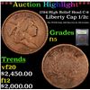 Image 1 : ***Auction Highlight*** 1794 High Relief Head C-9 Liberty Cap half cent 1/2c Graded f+ By USCG (fc)