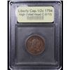 Image 4 : ***Auction Highlight*** 1794 High Relief Head C-9 Liberty Cap half cent 1/2c Graded f+ By USCG (fc)
