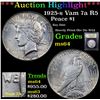 Image 1 : ***Auction Highlight*** 1925-s Vam 7a R5 Peace Dollar $1 Graded Choice Unc By USCG (fc)