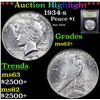 Image 1 : ***Auction Highlight*** 1934-s Peace Dollar $1 Graded Select Unc By USCG (fc)