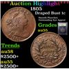 Image 1 : ***Auction Highlight*** 1805 Draped Bust Large Cent 1c Graded Choice AU By USCG (fc)