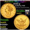 Image 1 : ***Auction Highlight*** 1842-p Gold Liberty Eagle $10 Graded Select Unc By USCG (fc)