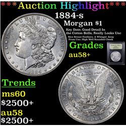 ***Auction Highlight*** 1884-s Morgan Dollar $1 Graded Choice AU/BU Slider+ By USCG (fc)
