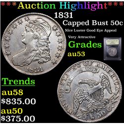 ***Auction Highlight*** 1831 Capped Bust Half Dollar 50c Graded Select AU By USCG (fc)