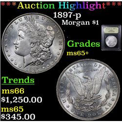 ***Auction Highlight*** 1897-p Morgan Dollar $1 Graded GEM+ Unc By USCG (fc)