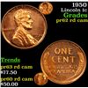 Image 1 : Proof 1950 Lincoln Cent 1c Grades Select RD Cam