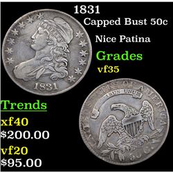 1831 Capped Bust Half Dollar 50c Grades vf++