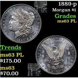 1889-p Morgan Dollar $1 Grades Select Unc PL