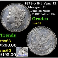 1878-p 8tf Vam 12 Morgan Dollar $1 Grades Select Unc
