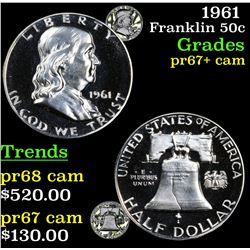 Proof 1961 Franklin Half Dollar 50c Grades GEM++ Proof Cameo
