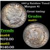 Image 1 : 1887-p Rainbow Toned Morgan Dollar $1 Grades Select+ Unc