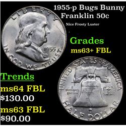 1955-p Bugs Bunny Franklin Half Dollar 50c Grades Select Unc+ FBL