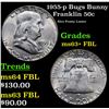 Image 1 : 1955-p Bugs Bunny Franklin Half Dollar 50c Grades Select Unc+ FBL