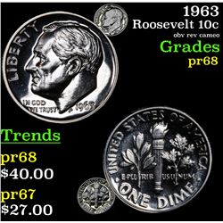 Proof 1963 Roosevelt Dime 10c Grades GEM++ Proof