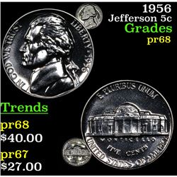 Proof 1956 Jefferson Nickel 5c Grades GEM++ Proof