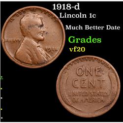 1918-d Lincoln Cent 1c Grades vf, very fine