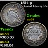 Image 1 : 1854-p Seated Liberty Dime 10c Grades Choice AU