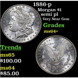 1886-p Morgan Dollar $1 Grades Choice+ Unc