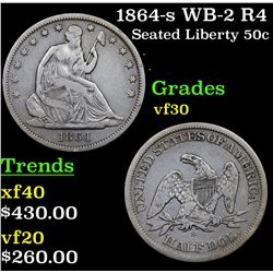 1864-s WB-2 R4 Seated Half Dollar 50c Grades vf++