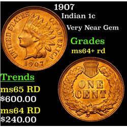 1907 Indian Cent 1c Grades Choice+ Unc RD