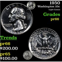 Proof 1950 Washington Quarter 25c Grades GEM+ Proof