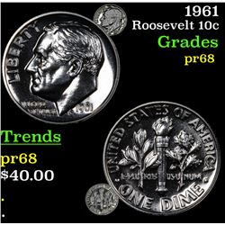 Proof 1961 Roosevelt Dime 10c Grades GEM++ Proof