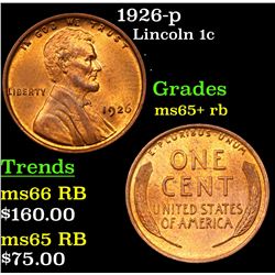 1926-p Lincoln Cent 1c Grades Gem+ Unc RB