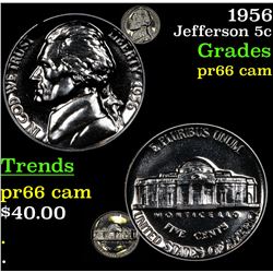 Proof 1956 Jefferson Nickel 5c Grades GEM+ Proof Cameo