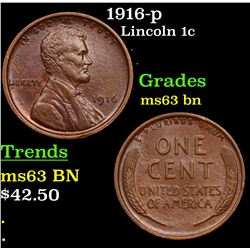 1916-p Lincoln Cent 1c Grades Select Unc BN