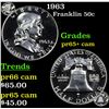 Image 1 : Proof 1963 Franklin Half Dollar 50c Grades GEM+ Proof Cameo