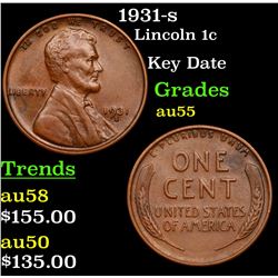 1931-s Lincoln Cent 1c Grades Choice AU