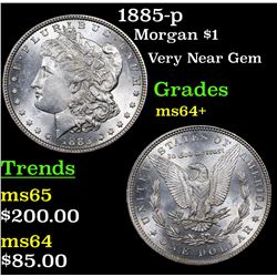 1885-p Morgan Dollar $1 Grades Choice+ Unc