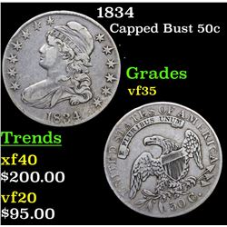 1834 Capped Bust Half Dollar 50c Grades vf++