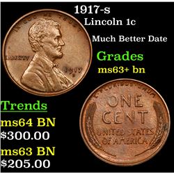 1917-s Lincoln Cent 1c Grades Select+ Unc BN