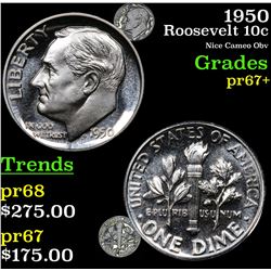 Proof 1950 Roosevelt Dime 10c Grades GEM++ Proof