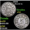 Image 1 : 1868 Shield Nickel 5c Grades xf+