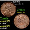 Image 1 : 1933-p Lincoln Cent 1c Grades Select+ Unc BN
