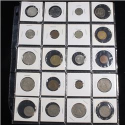 Page of 20 Mixed Foreign coins
