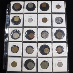 Page of 20 Mixed Foreign coins