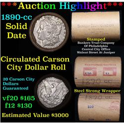 ***Auction Highlight*** Full solid date 1890-cc Morgan silver $1 roll, 20 coins (fc)