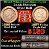 Image 1 : Mixed small cents 1c orig shotgun roll, 1857 Flying Eagle Cent, 1895 Indian Cent other end