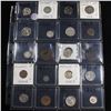 Image 1 : Page of 20 Mixed coins Barber 10c, Braided Hair 1c, Washington 25c, Jefferson 5c, Indian 1c, Mercury