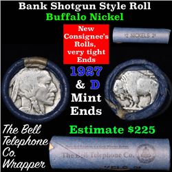 Buffalo Nickel Shotgun Roll in Old Bank Style  'Bell Telephone' Wrapper 1927 & d Mint Ends
