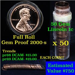 Proof 2000-s Lincoln cent 1c roll, 50 pieces (fc)