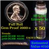 Image 1 : Proof 2000-s Lincoln cent 1c roll, 50 pieces (fc)