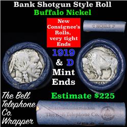 Buffalo Nickel Shotgun Roll in Old Bank Style 'Bell Telephone'  Wrapper 1919 & d Mint Ends