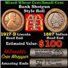 Image 1 : Mixed small cents 1c orig shotgun roll, 1917-d Wheat Cent, 1887 Indian Cent other end, McDonalds Wra