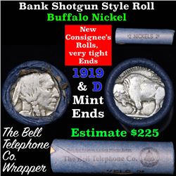 Buffalo Nickel Shotgun Roll in Old Bank Style 'Bell Telephone'  Wrapper 1919& d Mint Ends