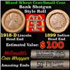 Image 1 : Mixed small cents 1c orig shotgun roll, 1918-d Wheat Cent, 1899 Indian Cent other end